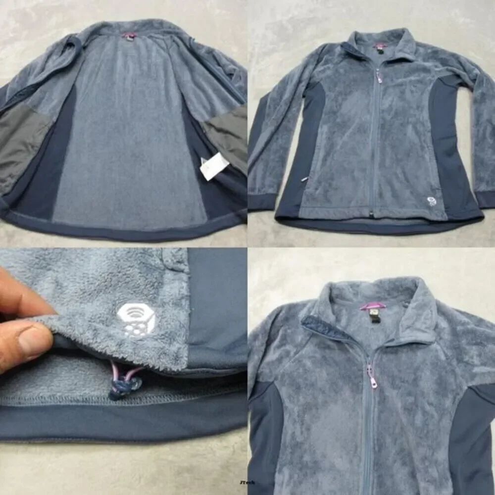 Mountain Hardwear Pyxis Fleece Women Medium Blue Gray‎ Stretch Full Zip READ